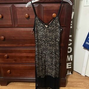 Black and Beige Lace Slip Dress